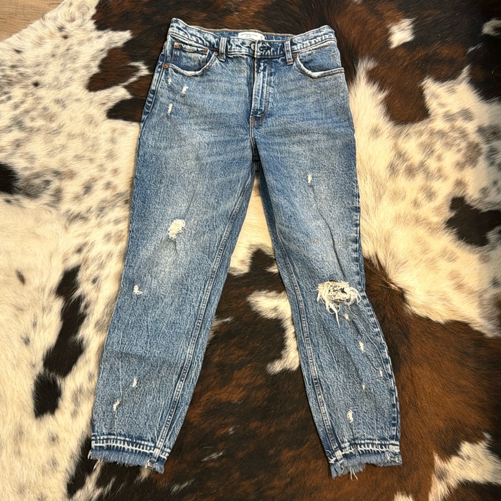 abercrombie & fitch the mom high rise 29/8r cropped jeans
